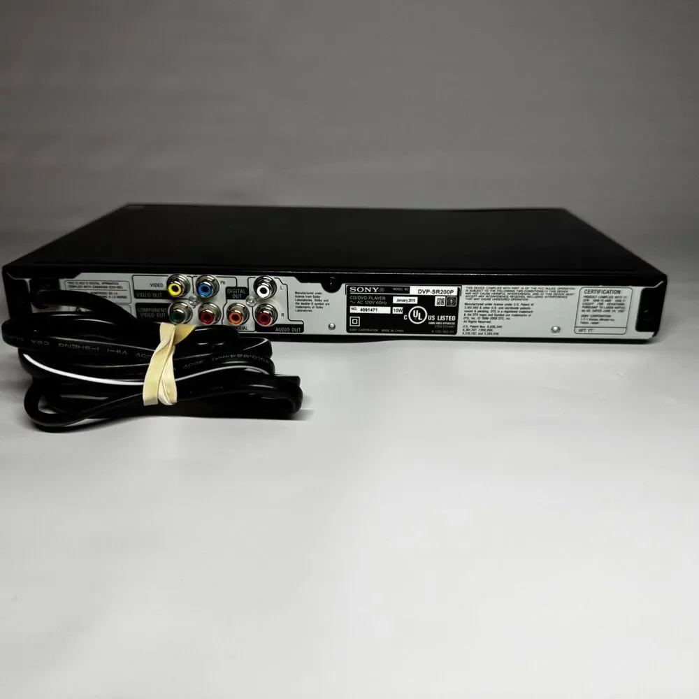Sony DVP-SR200P DVD Player, Black, Progressive Scan, Component RCA (TESTED)
